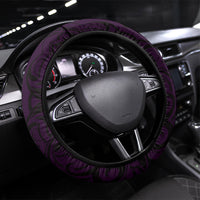 New Zealand Ta Moko Steering Wheel Cover Aotearoa Maori Chest Tattoo Purple