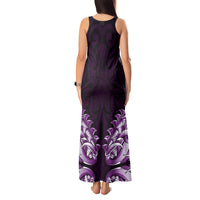 New Zealand Ta Moko Tank Maxi Dress Aotearoa Maori Chest Tattoo Purple