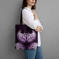 New Zealand Ta Moko Tote Bag Aotearoa Maori Chest Tattoo Purple