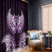 New Zealand Ta Moko Window Curtain Aotearoa Maori Chest Tattoo Purple