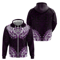 New Zealand Ta Moko Zip Hoodie Aotearoa Maori Chest Tattoo Purple