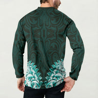 New Zealand Ta Moko Button Sweatshirt Aotearoa Maori Chest Tattoo Turquoise