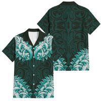 New Zealand Ta Moko Family Matching Mermaid Dress and Hawaiian Shirt Aotearoa Maori Chest Tattoo Turquoise LT14 Dad's Shirt - Short Sleeve Turquoise - Polynesian Pride