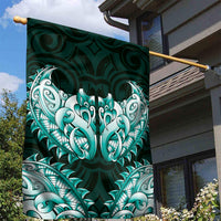 New Zealand Ta Moko Garden Flag Aotearoa Maori Chest Tattoo Turquoise