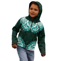 New Zealand Ta Moko Kid Hoodie Aotearoa Maori Chest Tattoo Turquoise