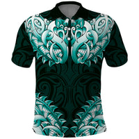 New Zealand Ta Moko Polo Shirt Aotearoa Maori Chest Tattoo Turquoise