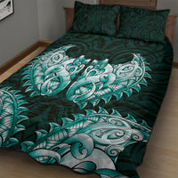 New Zealand Ta Moko Quilt Bed Set Aotearoa Maori Chest Tattoo Turquoise