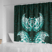 New Zealand Ta Moko Shower Curtain Aotearoa Maori Chest Tattoo Turquoise