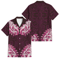 New Zealand Ta Moko Family Matching Tank Maxi Dress and Hawaiian Shirt Aotearoa Maori Chest Tattoo Pink LT14 Dad's Shirt - Short Sleeve Pink - Polynesian Pride