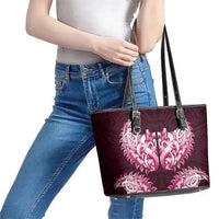 New Zealand Ta Moko Leather Tote Bag Aotearoa Maori Chest Tattoo Pink