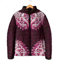 New Zealand Ta Moko Padded Jacket Aotearoa Maori Chest Tattoo Pink