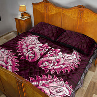 New Zealand Ta Moko Quilt Bed Set Aotearoa Maori Chest Tattoo Pink