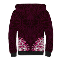 New Zealand Ta Moko Sherpa Hoodie Aotearoa Maori Chest Tattoo Pink