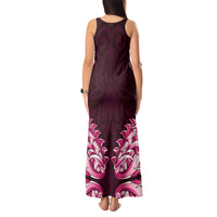 New Zealand Ta Moko Tank Maxi Dress Aotearoa Maori Chest Tattoo Pink