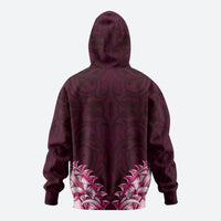 New Zealand Ta Moko Zip Hoodie Aotearoa Maori Chest Tattoo Pink