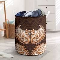 New Zealand Ta Moko Laundry Basket Aotearoa Maori Chest Tattoo Orange