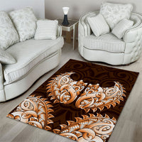 New Zealand Ta Moko Area Rug Aotearoa Maori Chest Tattoo Orange