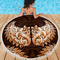 New Zealand Ta Moko Beach Blanket Aotearoa Maori Chest Tattoo Orange