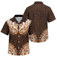 New Zealand Ta Moko Family Matching Off The Shoulder Long Sleeve Dress and Hawaiian Shirt Aotearoa Maori Chest Tattoo Orange LT14 Son's Shirt Orange - Polynesian Pride