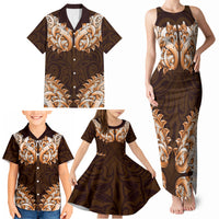 New Zealand Ta Moko Family Matching Tank Maxi Dress and Hawaiian Shirt Aotearoa Maori Chest Tattoo Orange LT14 - Polynesian Pride