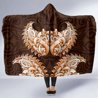 New Zealand Ta Moko Hooded Blanket Aotearoa Maori Chest Tattoo Orange