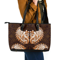 New Zealand Ta Moko Leather Tote Bag Aotearoa Maori Chest Tattoo Orange