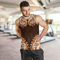 New Zealand Ta Moko Men Tank Top Aotearoa Maori Chest Tattoo Orange