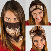 New Zealand Ta Moko Neck Gaiter Aotearoa Maori Chest Tattoo Orange