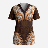 New Zealand Ta Moko Scrub Top Aotearoa Maori Chest Tattoo Orange