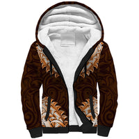 New Zealand Ta Moko Sherpa Hoodie Aotearoa Maori Chest Tattoo Orange
