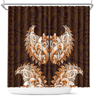 New Zealand Ta Moko Shower Curtain Aotearoa Maori Chest Tattoo Orange