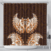 New Zealand Ta Moko Shower Curtain Aotearoa Maori Chest Tattoo Orange