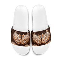 New Zealand Ta Moko Slide Sandals Aotearoa Maori Chest Tattoo Orange