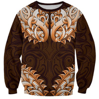 New Zealand Ta Moko Sweatshirt Aotearoa Maori Chest Tattoo Orange
