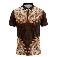 New Zealand Ta Moko Zipper Polo Shirt Aotearoa Maori Chest Tattoo Orange