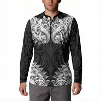 New Zealand Ta Moko Button Sweatshirt Aotearoa Maori Chest Tattoo Black