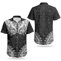 New Zealand Ta Moko Couples Matching Off Shoulder Maxi Dress and Hawaiian Shirt Aotearoa Maori Chest Tattoo Black