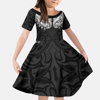 New Zealand Ta Moko Kid Short Sleeve Dress Aotearoa Maori Chest Tattoo Black