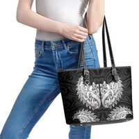New Zealand Ta Moko Leather Tote Bag Aotearoa Maori Chest Tattoo Black