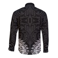 New Zealand Ta Moko Long Sleeve Button Shirt Aotearoa Maori Chest Tattoo Black