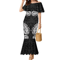 New Zealand Ta Moko Mermaid Dress Aotearoa Maori Chest Tattoo Black