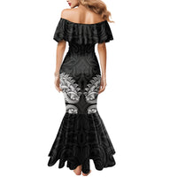 New Zealand Ta Moko Mermaid Dress Aotearoa Maori Chest Tattoo Black