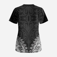 New Zealand Ta Moko Scrub Top Aotearoa Maori Chest Tattoo Black