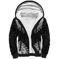 New Zealand Ta Moko Sherpa Hoodie Aotearoa Maori Chest Tattoo Black