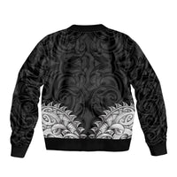 New Zealand Ta Moko Sleeve Zip Bomber Jacket Aotearoa Maori Chest Tattoo Black