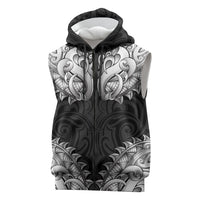New Zealand Ta Moko Sleeveless Zip Hoodie Aotearoa Maori Chest Tattoo Black