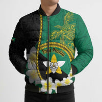 Personalised PNG Enga Provins Bomber Puffer Jacket Papua New Guinea Plumeria Melanesian Pattern - Polynesian Pride