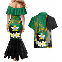 Personalised PNG Enga Provins Couples Matching Mermaid Dress and Hawaiian Shirt Papua New Guinea Plumeria Melanesian Pattern - Polynesian Pride