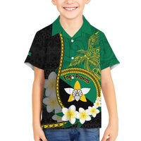 Personalised PNG Enga Provins Family Matching Off Shoulder Short Dress and Hawaiian Shirt Papua New Guinea Plumeria Melanesian Pattern - Polynesian Pride