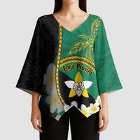 Personalised PNG Enga Provins Kimono Sleeve Blouse Papua New Guinea Plumeria Melanesian Pattern - Polynesian Pride